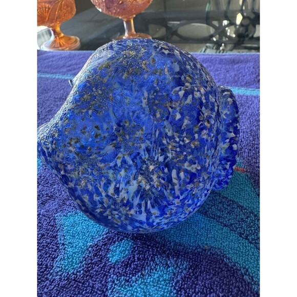 Dugan Frit-4” Blue Pinched Rose bowl - Picture 3 of 3